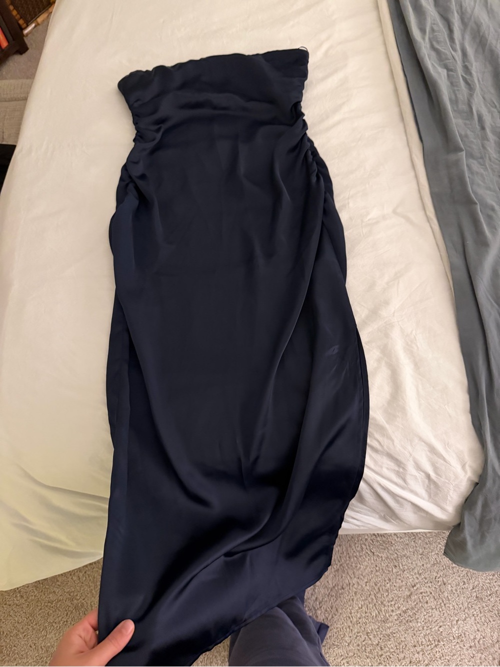 House of Harlow Navy Satin Maxi Dress